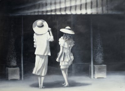 Mother and Daughter Outside a Restaurant by Lincoln Seligman